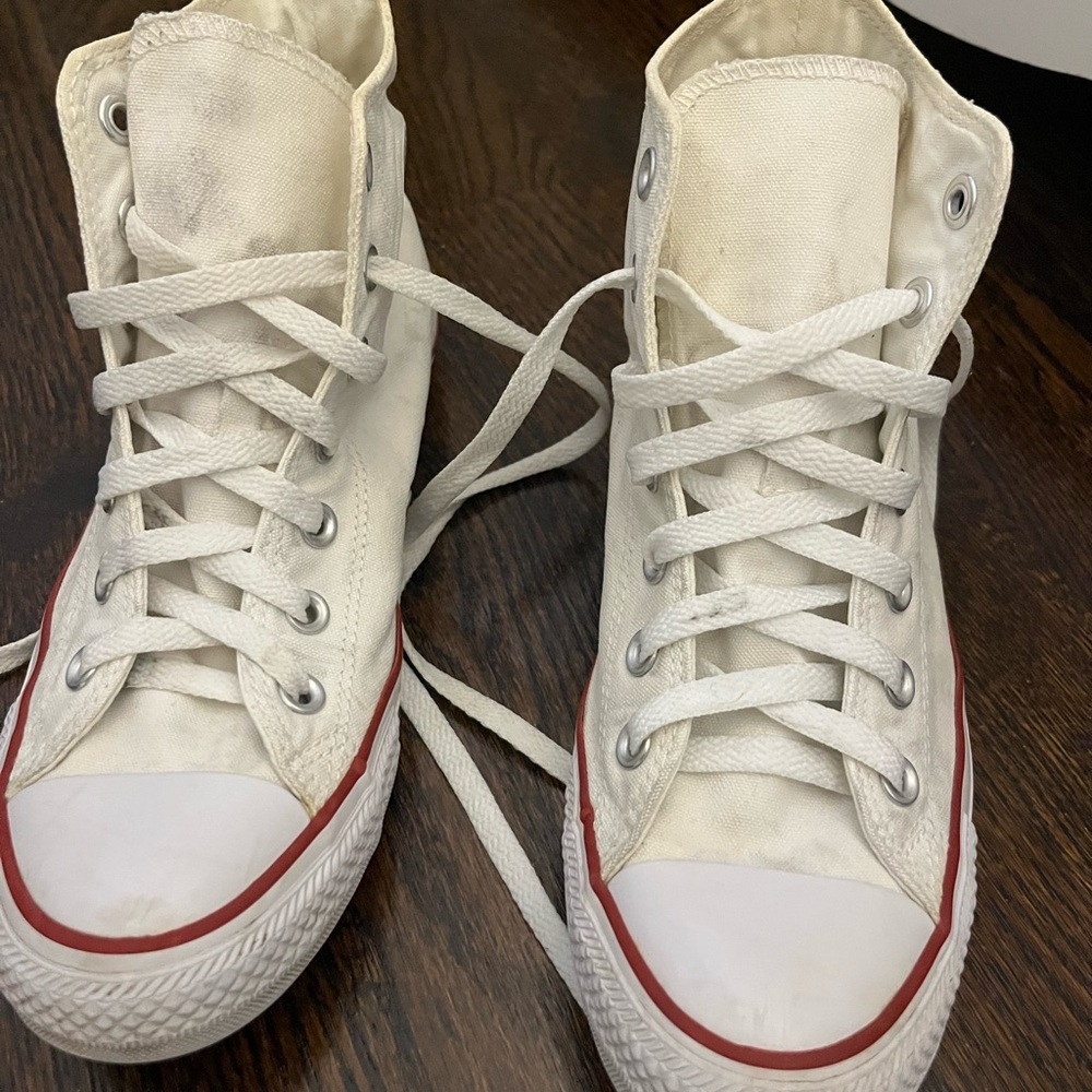 Converse White Sneakers with Red Accents